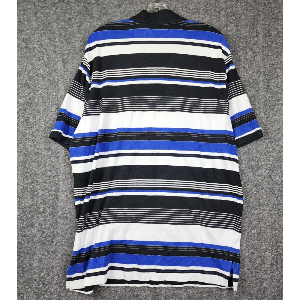 American Living Polo Shirt Mens XXL Blue Black White Striped Cotton Short Sleeve - Picture 2 of 5